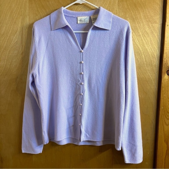 Lavender sweater from Kathy Lee collection mock button up with V-neck and collar - Picture 1 of 3